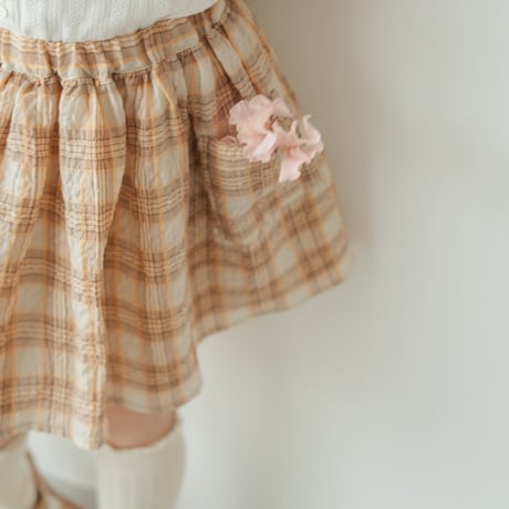 Gather skirt / Coral check