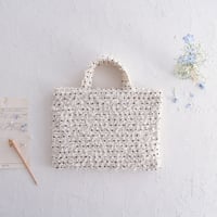 Pompom tote bag / cream dot