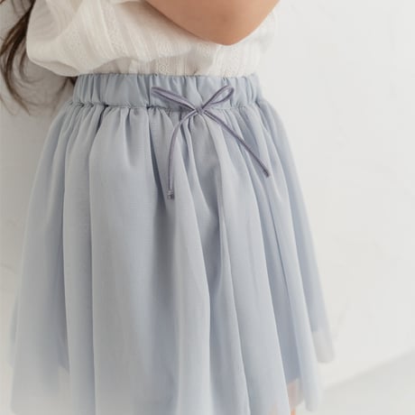 Tulle ribbon skirt / pail blue