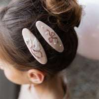 Swan hair pin 2pc set / peach