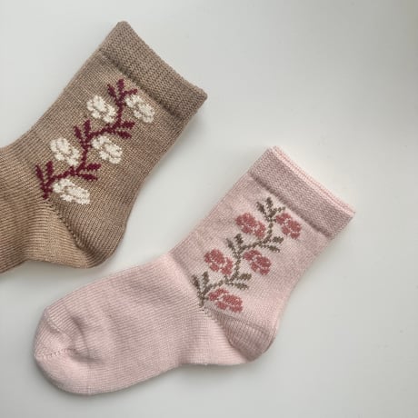 condor / Merino wool-blend socks with floral border