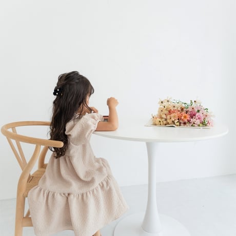 kids Back ribbon dress / baby pink