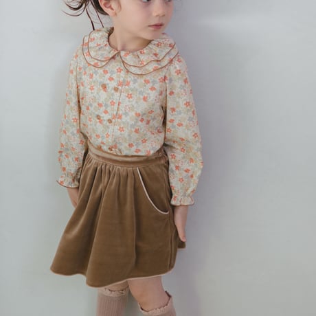 Double button blouse / autumn cream flower