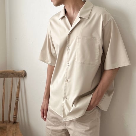 men's Open collar shirt / honey beige