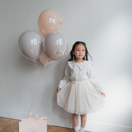 Tulle ribbon skirt / milk