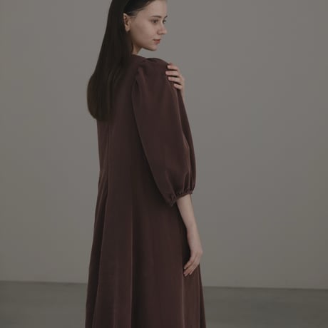 ladies Puff sleeve dress / chocolate
