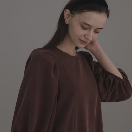ladies Puff sleeve dress / chocolate