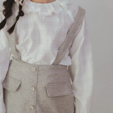 Frill suspender skirt / tweed grey