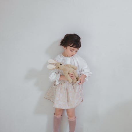 Piping gather skirt / milk tea jacquard
