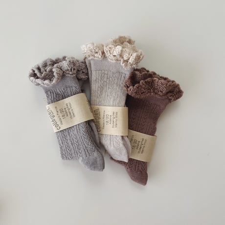 Collegien / Adeline - Pointelle Merino Wool Knee-high Socks with Merino Lace Trim