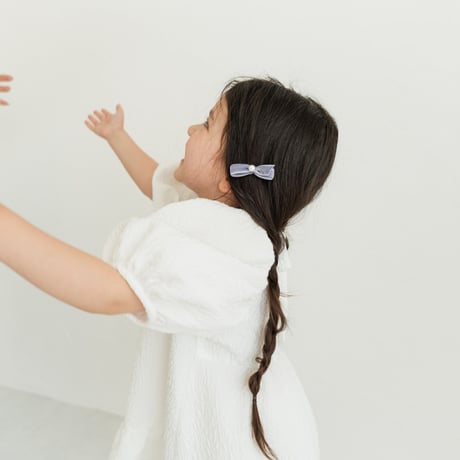kids Back ribbon dress / white