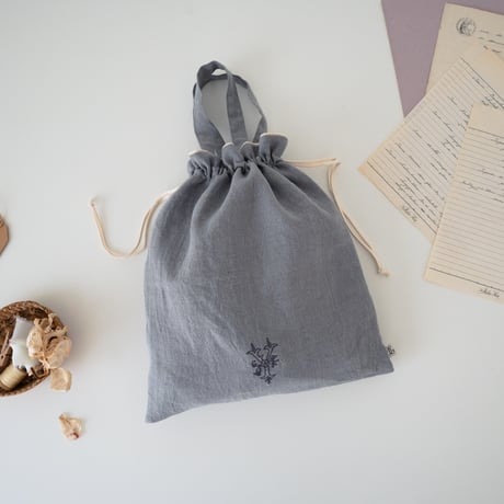 Antique embroidery item / blue grey