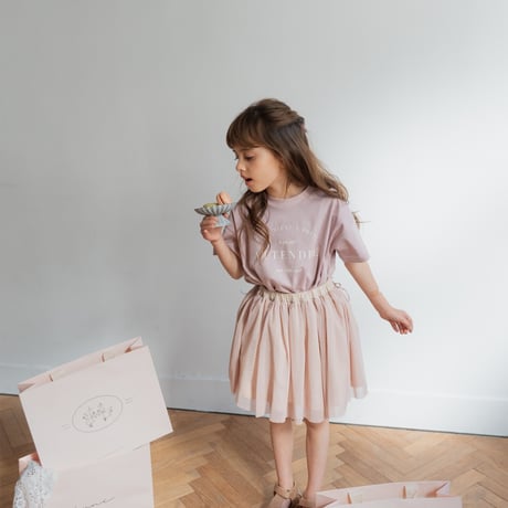 Tulle ribbon skirt / powder pink