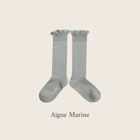 Collegien / Joséphine - Lace-Trim Ribbed Knee-high Socks