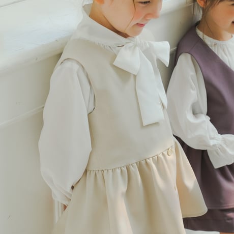 kids Bow tie blouse / white