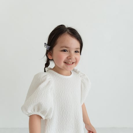kids Back ribbon dress / white