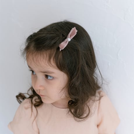 Velvet ribbon pin 2pc set - pearl