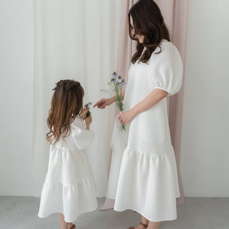 ladies Back ribbon dress / white