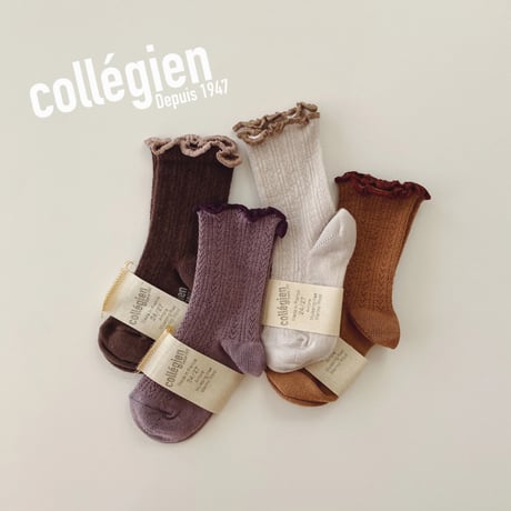 Collegien / Ambre - Lettuce Trim Pointelle Merino Wool Socks