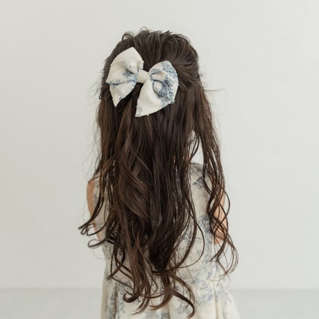 Hair ribbon pin / toile de jouy - vanilla