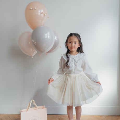 Tulle ribbon skirt / milk