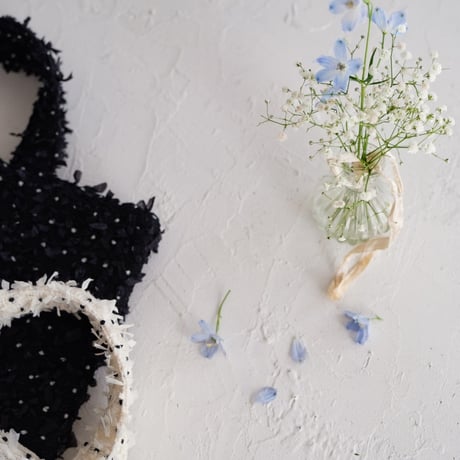 Pompom tote bag / cream dot