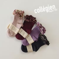 Collegien / Anémone - Embroidered Ruffle Ribbed Ankle Socks