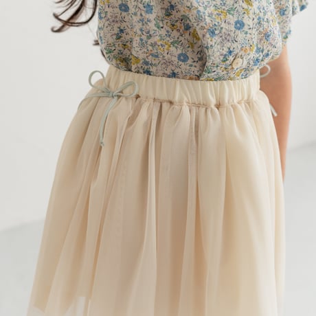 Tulle ribbon skirt / milk