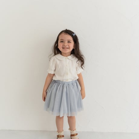 Tulle ribbon skirt / pail blue