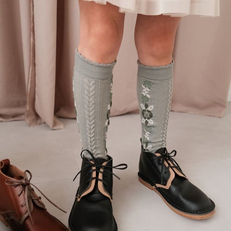 Collegien / Dalia - Jacquard Flower Knee-high Socks