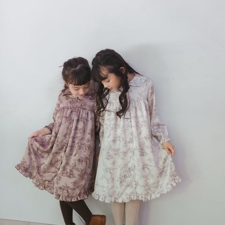 Winter sailor dress / toile de jouy - ivory