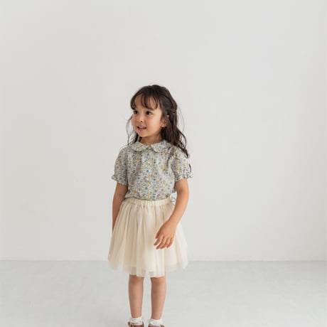 Tulle ribbon skirt / milk