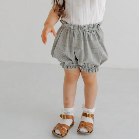 Pumpkin pants (frill) / Quiet gray check