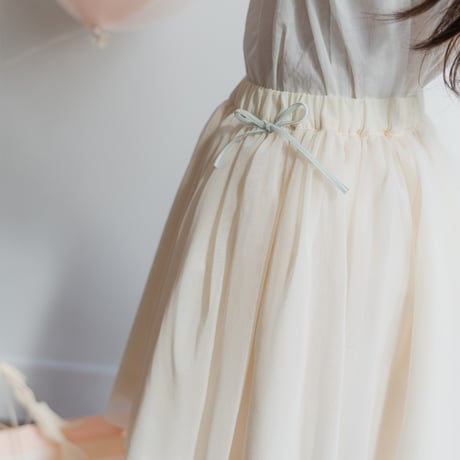 Tulle ribbon skirt / milk