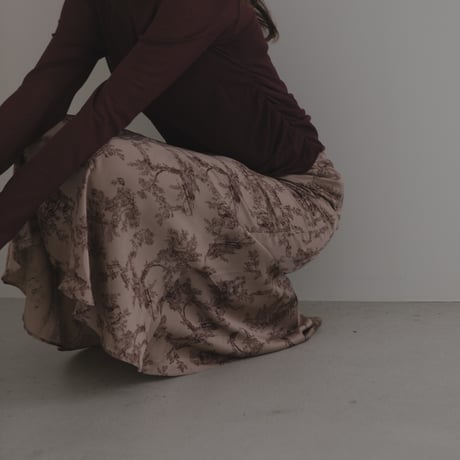 ladies Siren skirt / toile de jouy - pink brown