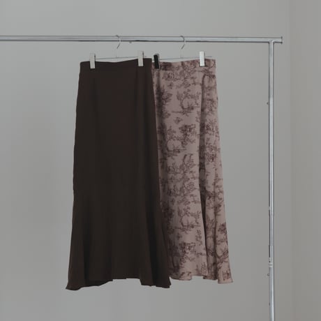 ladies Siren skirt / toile de jouy - pink brown