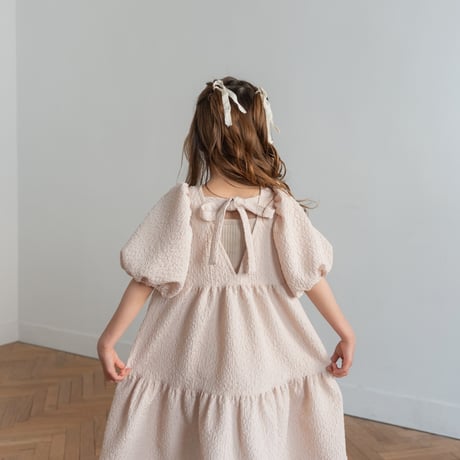 kids Back ribbon dress / baby pink