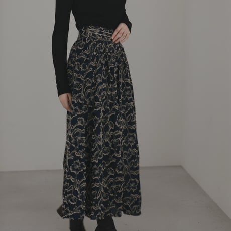 ladies Maison Flare skirt / navy jacquard