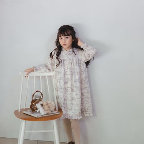 Winter sailor dress / toile de jouy - ivory