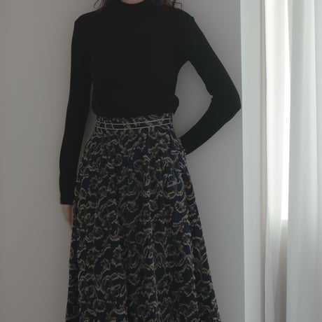 ladies Maison Flare skirt / navy jacquard