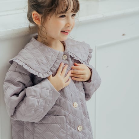 Quilting frill short coat / lilac