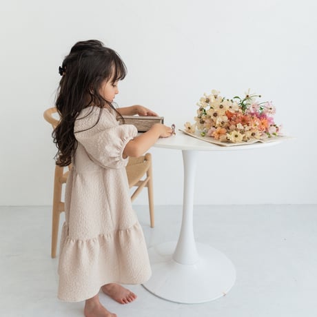 kids Back ribbon dress / baby pink