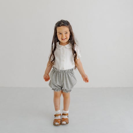 Pumpkin pants (frill) / Quiet gray check