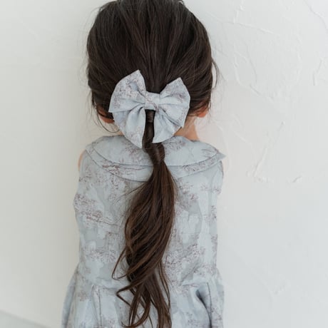 Hair ribbon pin / toile de jouy - blue