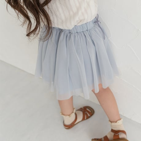 Tulle ribbon skirt / pail blue