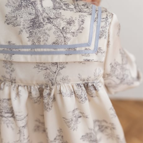 Winter sailor dress / toile de jouy - ivory
