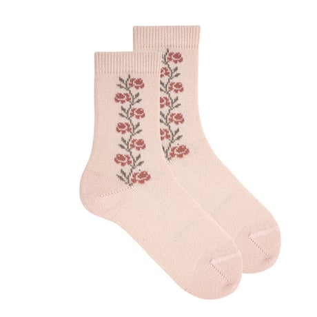 condor / Merino wool-blend socks with floral border