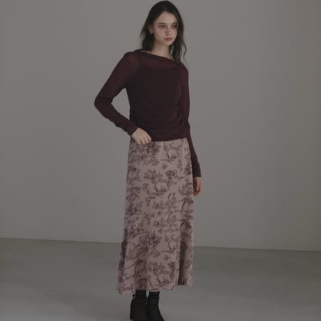 ladies Siren skirt / toile de jouy - pink brown