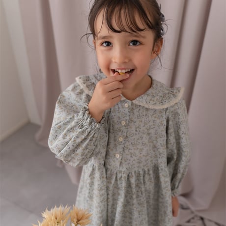 White snow dress / blue flower