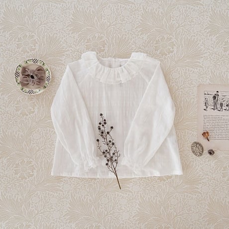 Frill collar blouse / white lace